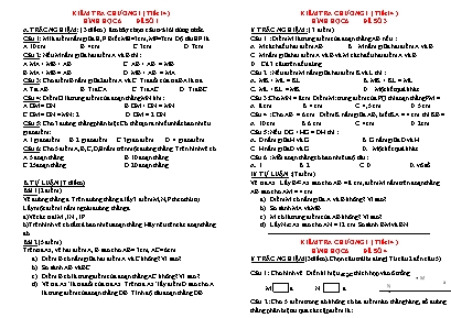 Đề kiểm tra 1 tiết môn Hình học Lớp 6 - Chương 1